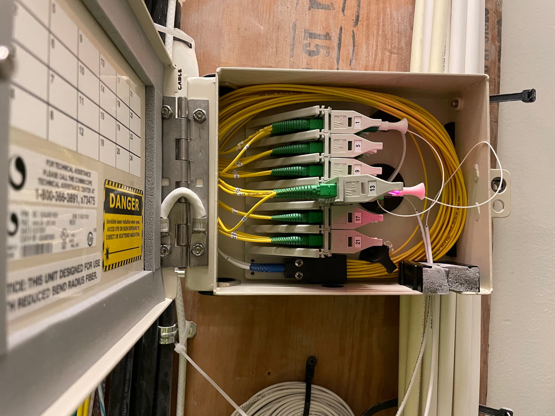 Fiber optic enclosure with SC APC connectors